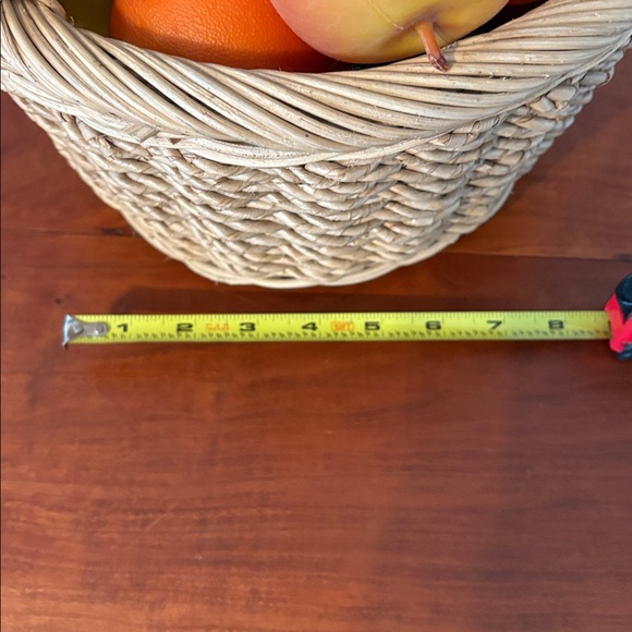 Decorative Wicker Fruit Basket w/ Realistic Faux Fruit | Farmhouse Kitchen Décor - Picture 4 of 5